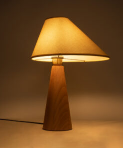 GloboStar® KAUAI 02229 Μοντέρνο Επιτραπέζιο Φωτιστικό Μονόφωτο 1 x E27 AC220-240V IP20 – Μ34 x Π30 x Υ48cm – Μπεζ Ξύλινο Καμπάνα – 5 Χρόνια Εγγύηση