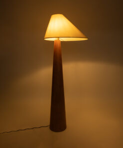 GloboStar® KAUAI 02230 Μοντέρνο Επιδαπέδιο Φωτιστικό Μονόφωτο 1 x E27 AC220-240V IP20 – Μ55 x Π42 x Υ145cm – Μπεζ Ξύλινο Καμπάνα – 5 Χρόνια Εγγύηση