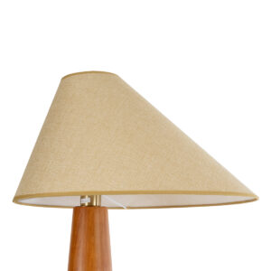 GloboStar® KAUAI 02230 Μοντέρνο Επιδαπέδιο Φωτιστικό Μονόφωτο 1 x E27 AC220-240V IP20 – Μ55 x Π42 x Υ145cm – Μπεζ Ξύλινο Καμπάνα – 5 Χρόνια Εγγύηση