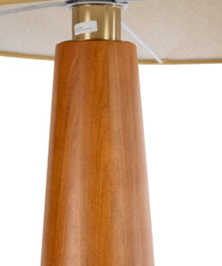 GloboStar® KAUAI 02230 Μοντέρνο Επιδαπέδιο Φωτιστικό Μονόφωτο 1 x E27 AC220-240V IP20 – Μ55 x Π42 x Υ145cm – Μπεζ Ξύλινο Καμπάνα – 5 Χρόνια Εγγύηση