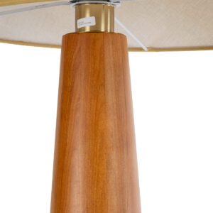 GloboStar® KAUAI 02230 Μοντέρνο Επιδαπέδιο Φωτιστικό Μονόφωτο 1 x E27 AC220-240V IP20 – Μ55 x Π42 x Υ145cm – Μπεζ Ξύλινο Καμπάνα – 5 Χρόνια Εγγύηση