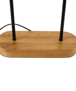 GloboStar® AZUL 02231 Boho Επιτραπέζιο Φωτιστικό Διφωτο 2 x E27 AC220-240V IP20 – Μ45 x Π11 x Υ75cm – Μπεζ Ξύλινο με Μαύρο Μεταλλικό και Μπεζ Ξύλινο Πλέγμα – 5 Χρόνια Εγγύηση