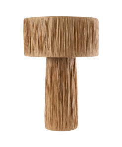 GloboStar® NASSAU 02233 Boho Επιτραπέζιο Φωτιστικό Μονόφωτο 1 x E27 AC220-240V IP20 – Φ37 x Υ55cm – Καφέ Φυσική Ράφια Νήμα Πλέγμα Καμπάνα – 5 Χρόνια Εγγύηση