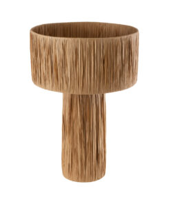 GloboStar® NASSAU 02233 Boho Επιτραπέζιο Φωτιστικό Μονόφωτο 1 x E27 AC220-240V IP20 – Φ37 x Υ55cm – Καφέ Φυσική Ράφια Νήμα Πλέγμα Καμπάνα – 5 Χρόνια Εγγύηση