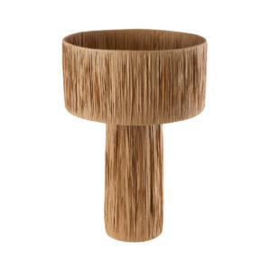 GloboStar® NASSAU 02233 Boho Επιτραπέζιο Φωτιστικό Μονόφωτο 1 x E27 AC220-240V IP20 – Φ37 x Υ55cm – Καφέ Φυσική Ράφια Νήμα Πλέγμα Καμπάνα – 5 Χρόνια Εγγύηση