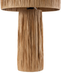 GloboStar® NASSAU 02233 Boho Επιτραπέζιο Φωτιστικό Μονόφωτο 1 x E27 AC220-240V IP20 – Φ37 x Υ55cm – Καφέ Φυσική Ράφια Νήμα Πλέγμα Καμπάνα – 5 Χρόνια Εγγύηση