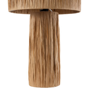 GloboStar® NASSAU 02233 Boho Επιτραπέζιο Φωτιστικό Μονόφωτο 1 x E27 AC220-240V IP20 – Φ37 x Υ55cm – Καφέ Φυσική Ράφια Νήμα Πλέγμα Καμπάνα – 5 Χρόνια Εγγύηση