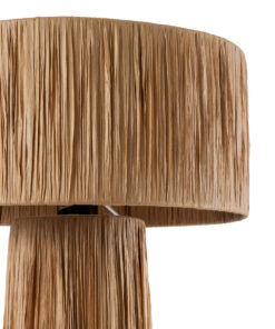 GloboStar® NASSAU 02233 Boho Επιτραπέζιο Φωτιστικό Μονόφωτο 1 x E27 AC220-240V IP20 – Φ37 x Υ55cm – Καφέ Φυσική Ράφια Νήμα Πλέγμα Καμπάνα – 5 Χρόνια Εγγύηση