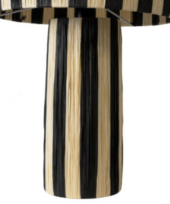 GloboStar® NASSAU 02234 Boho Επιτραπέζιο Φωτιστικό Μονόφωτο 1 x E27 AC220-240V IP20 – Φ37 x Υ55cm – Μπεζ με Μαύρο Φυσική Ράφια Νήμα Πλέγμα Καμπάνα – 5 Χρόνια Εγγύηση