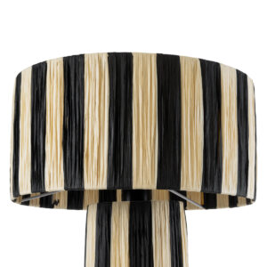 GloboStar® NASSAU 02234 Boho Επιτραπέζιο Φωτιστικό Μονόφωτο 1 x E27 AC220-240V IP20 – Φ37 x Υ55cm – Μπεζ με Μαύρο Φυσική Ράφια Νήμα Πλέγμα Καμπάνα – 5 Χρόνια Εγγύηση