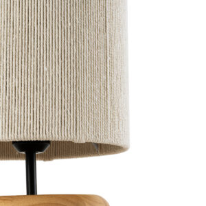 GloboStar® TUVALU 02236 Μοντέρνο Επιτραπέζιο Φωτιστικό Μονόφωτο 1 x E27 AC220-240V IP20 – Φ22 x Υ42cm – Μπεζ Ξύλινο με Μπεζ Καπέλο – 5 Χρόνια Εγγύηση