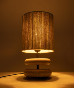 GloboStar® TUVALU 02236 Μοντέρνο Επιτραπέζιο Φωτιστικό Μονόφωτο 1 x E27 AC220-240V IP20 – Φ22 x Υ42cm – Μπεζ Ξύλινο με Μπεζ Καπέλο – 5 Χρόνια Εγγύηση