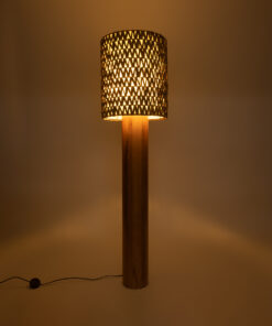 GloboStar® NIIHAU 02237 Μοντέρνο Επιδαπέδιο Φωτιστικό Μονόφωτο 1 x E27 AC220-240V IP20 – Φ43 x Υ160cm – Καφέ Ξύλινο Καμπάνα – 5 Χρόνια Εγγύηση