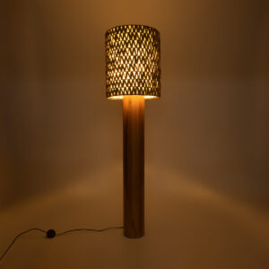 GloboStar® NIIHAU 02237 Μοντέρνο Επιδαπέδιο Φωτιστικό Μονόφωτο 1 x E27 AC220-240V IP20 – Φ43 x Υ160cm – Καφέ Ξύλινο Καμπάνα – 5 Χρόνια Εγγύηση