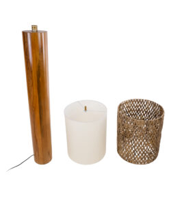 GloboStar® NIIHAU 02237 Μοντέρνο Επιδαπέδιο Φωτιστικό Μονόφωτο 1 x E27 AC220-240V IP20 – Φ43 x Υ160cm – Καφέ Ξύλινο Καμπάνα – 5 Χρόνια Εγγύηση