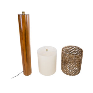 GloboStar® NIIHAU 02237 Μοντέρνο Επιδαπέδιο Φωτιστικό Μονόφωτο 1 x E27 AC220-240V IP20 – Φ43 x Υ160cm – Καφέ Ξύλινο Καμπάνα – 5 Χρόνια Εγγύηση