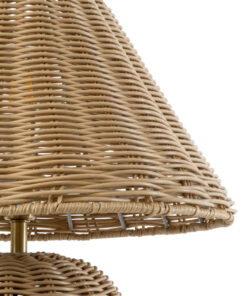 GloboStar® PERU 02239 Boho Επιτραπέζιο Φωτιστικό Μονόφωτο 1 x E27 AC220-240V IP20 – Φ40 x Υ45cm – Μπεζ Ξύλινο Καμπάνα – 5 Χρόνια Εγγύηση