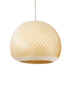 GloboStar® KAILANI 02242 Boho Κρεμαστό Φωτιστικό Οροφής Μονόφωτο 1 x E27 AC220-240V IP20 – Φ40 x Υ30cm – Μπεζ Λεπτό Φύλλο Ξύλου Καμπάνα – 5 Χρόνια Εγγύηση