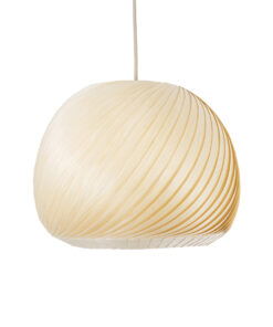 GloboStar® KAILANI 02242 Boho Κρεμαστό Φωτιστικό Οροφής Μονόφωτο 1 x E27 AC220-240V IP20 – Φ40 x Υ30cm – Μπεζ Λεπτό Φύλλο Ξύλου Καμπάνα – 5 Χρόνια Εγγύηση