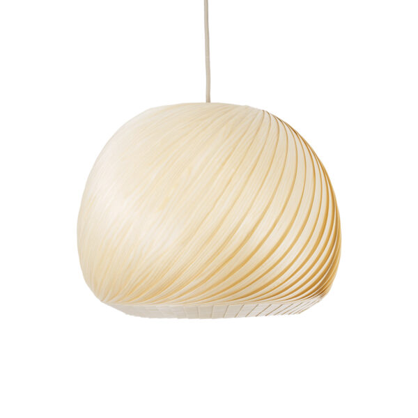 GloboStar® KAILANI 02242 Boho Κρεμαστό Φωτιστικό Οροφής Μονόφωτο 1 x E27 AC220-240V IP20 – Φ40 x Υ30cm – Μπεζ Λεπτό Φύλλο Ξύλου Καμπάνα – 5 Χρόνια Εγγύηση