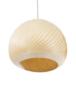 GloboStar® KAILANI 02242 Boho Κρεμαστό Φωτιστικό Οροφής Μονόφωτο 1 x E27 AC220-240V IP20 – Φ40 x Υ30cm – Μπεζ Λεπτό Φύλλο Ξύλου Καμπάνα – 5 Χρόνια Εγγύηση