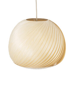 GloboStar® KAILANI 02242 Boho Κρεμαστό Φωτιστικό Οροφής Μονόφωτο 1 x E27 AC220-240V IP20 – Φ40 x Υ30cm – Μπεζ Λεπτό Φύλλο Ξύλου Καμπάνα – 5 Χρόνια Εγγύηση