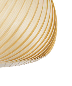 GloboStar® KAILANI 02242 Boho Κρεμαστό Φωτιστικό Οροφής Μονόφωτο 1 x E27 AC220-240V IP20 – Φ40 x Υ30cm – Μπεζ Λεπτό Φύλλο Ξύλου Καμπάνα – 5 Χρόνια Εγγύηση