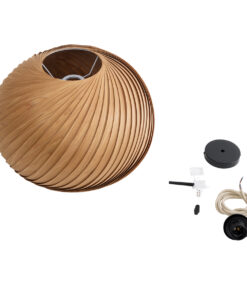 GloboStar® KAILANI 02243 Boho Κρεμαστό Φωτιστικό Οροφής Μονόφωτο 1 x E27 AC220-240V IP20 – Φ40 x Υ30cm – Καφέ Λεπτό Φύλλο Ξύλου Καμπάνα – 5 Χρόνια Εγγύηση