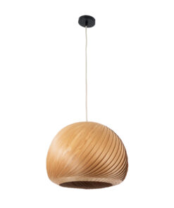 GloboStar® KAILANI 02243 Boho Κρεμαστό Φωτιστικό Οροφής Μονόφωτο 1 x E27 AC220-240V IP20 – Φ40 x Υ30cm – Καφέ Λεπτό Φύλλο Ξύλου Καμπάνα – 5 Χρόνια Εγγύηση