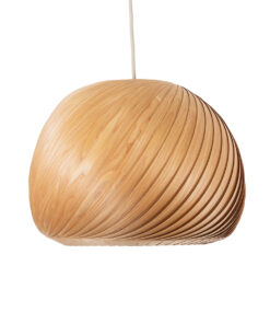 GloboStar® KAILANI 02243 Boho Κρεμαστό Φωτιστικό Οροφής Μονόφωτο 1 x E27 AC220-240V IP20 – Φ40 x Υ30cm – Καφέ Λεπτό Φύλλο Ξύλου Καμπάνα – 5 Χρόνια Εγγύηση