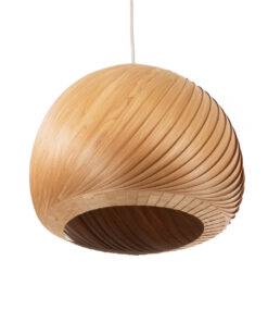 GloboStar® KAILANI 02243 Boho Κρεμαστό Φωτιστικό Οροφής Μονόφωτο 1 x E27 AC220-240V IP20 – Φ40 x Υ30cm – Καφέ Λεπτό Φύλλο Ξύλου Καμπάνα – 5 Χρόνια Εγγύηση