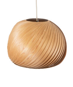 GloboStar® KAILANI 02243 Boho Κρεμαστό Φωτιστικό Οροφής Μονόφωτο 1 x E27 AC220-240V IP20 – Φ40 x Υ30cm – Καφέ Λεπτό Φύλλο Ξύλου Καμπάνα – 5 Χρόνια Εγγύηση