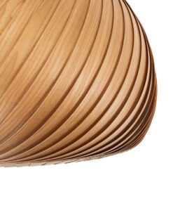 GloboStar® KAILANI 02243 Boho Κρεμαστό Φωτιστικό Οροφής Μονόφωτο 1 x E27 AC220-240V IP20 – Φ40 x Υ30cm – Καφέ Λεπτό Φύλλο Ξύλου Καμπάνα – 5 Χρόνια Εγγύηση