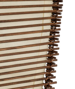 GloboStar® PALMA 02273 Boho Επιδαπέδιο Φωτιστικό Δίφωτο 2 x E27 AC220-240V IP20 – Μ34 x Π34 x Υ130cm – Καφέ Ξύλινο Μπαμπού Πλέγμα με Μπεζ Ύφασμα – 5 Χρόνια Εγγύηση