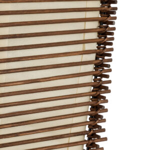 GloboStar® PALMA 02273 Boho Επιδαπέδιο Φωτιστικό Δίφωτο 2 x E27 AC220-240V IP20 – Μ34 x Π34 x Υ130cm – Καφέ Ξύλινο Μπαμπού Πλέγμα με Μπεζ Ύφασμα – 5 Χρόνια Εγγύηση