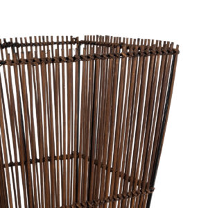 GloboStar® PALMA 02275 Boho Επιδαπέδιο Φωτιστικό Δίφωτο 2 x E27 AC220-240V IP20 – Μ30 x Π30 x Υ130cm – Καφέ Ξύλινο Μπαμπού Πλέγμα – 5 Χρόνια Εγγύηση