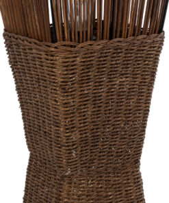 GloboStar® PALMA 02275 Boho Επιδαπέδιο Φωτιστικό Δίφωτο 2 x E27 AC220-240V IP20 – Μ30 x Π30 x Υ130cm – Καφέ Ξύλινο Μπαμπού Πλέγμα – 5 Χρόνια Εγγύηση