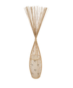 GloboStar® PORTONOVO S-02276 Boho Επιδαπέδιο Φωτιστικό Μονόφωτο 1 x E27 AC220-240V IP20 – Φ35 x Υ165cm – Μπεζ Ξύλινο Πλέγμα – 5 Χρόνια Εγγύηση