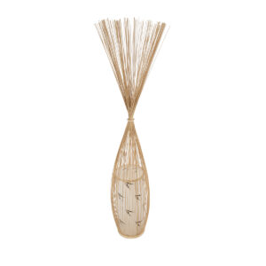 GloboStar® PORTONOVO S-02276 Boho Επιδαπέδιο Φωτιστικό Μονόφωτο 1 x E27 AC220-240V IP20 – Φ35 x Υ165cm – Μπεζ Ξύλινο Πλέγμα – 5 Χρόνια Εγγύηση