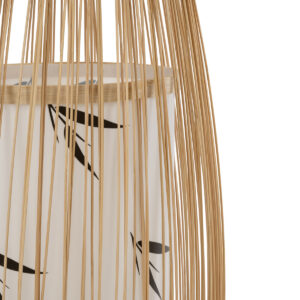 GloboStar® PORTONOVO S-02276 Boho Επιδαπέδιο Φωτιστικό Μονόφωτο 1 x E27 AC220-240V IP20 – Φ35 x Υ165cm – Μπεζ Ξύλινο Πλέγμα – 5 Χρόνια Εγγύηση