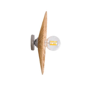 GloboStar® COLOMBO 02277 Boho Φωτιστικό Τοίχου – Απλίκα Μονόφωτο 1 x E27 AC 220-240V IP20 – Φ40 x Υ4.5cm – Μπεζ Καφέ Φυσική Ράφια Άχυρο Πλέγμα – 5 Χρόνια Εγγύηση