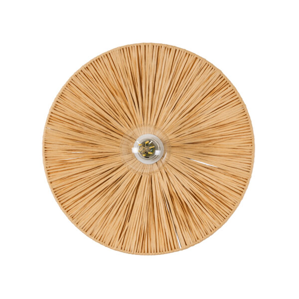 GloboStar® COLOMBO 02277 Boho Φωτιστικό Τοίχου – Απλίκα Μονόφωτο 1 x E27 AC 220-240V IP20 – Φ40 x Υ4.5cm – Μπεζ Καφέ Φυσική Ράφια Άχυρο Πλέγμα – 5 Χρόνια Εγγύηση
