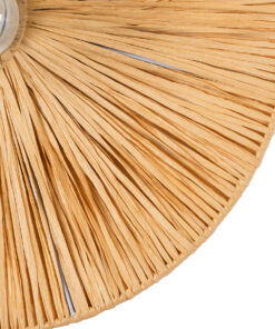 GloboStar® COLOMBO 02277 Boho Φωτιστικό Τοίχου – Απλίκα Μονόφωτο 1 x E27 AC 220-240V IP20 – Φ40 x Υ4.5cm – Μπεζ Καφέ Φυσική Ράφια Άχυρο Πλέγμα – 5 Χρόνια Εγγύηση