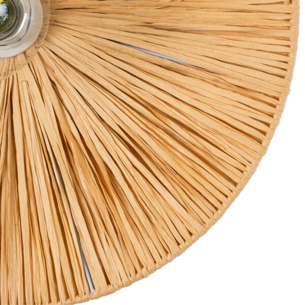 GloboStar® COLOMBO 02277 Boho Φωτιστικό Τοίχου – Απλίκα Μονόφωτο 1 x E27 AC 220-240V IP20 – Φ40 x Υ4.5cm – Μπεζ Καφέ Φυσική Ράφια Άχυρο Πλέγμα – 5 Χρόνια Εγγύηση