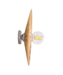 GloboStar® COLOMBO 02278 Boho Φωτιστικό Τοίχου – Απλίκα Μονόφωτο 1 x E27 AC 220-240V IP20 – Φ40 x Υ4.5cm – Μπεζ με Μπεζ Καφέ Φυσική Ράφια Άχυρο Πλέγμα – 5 Χρόνια Εγγύηση