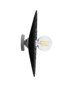 GloboStar® COLOMBO 02279 Boho Φωτιστικό Τοίχου – Απλίκα Μονόφωτο 1 x E27 AC 220-240V IP20 – Φ40 x Υ4.5cm – Μαύρη Φυσική Ράφια Άχυρο Πλέγμα – 5 Χρόνια Εγγύηση