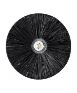 GloboStar® COLOMBO 02279 Boho Φωτιστικό Τοίχου – Απλίκα Μονόφωτο 1 x E27 AC 220-240V IP20 – Φ40 x Υ4.5cm – Μαύρη Φυσική Ράφια Άχυρο Πλέγμα – 5 Χρόνια Εγγύηση