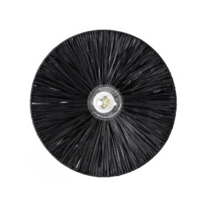 GloboStar® COLOMBO 02279 Boho Φωτιστικό Τοίχου – Απλίκα Μονόφωτο 1 x E27 AC 220-240V IP20 – Φ40 x Υ4.5cm – Μαύρη Φυσική Ράφια Άχυρο Πλέγμα – 5 Χρόνια Εγγύηση