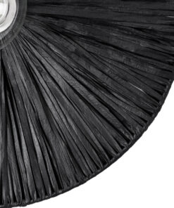 GloboStar® COLOMBO 02279 Boho Φωτιστικό Τοίχου – Απλίκα Μονόφωτο 1 x E27 AC 220-240V IP20 – Φ40 x Υ4.5cm – Μαύρη Φυσική Ράφια Άχυρο Πλέγμα – 5 Χρόνια Εγγύηση