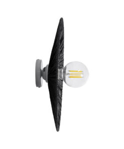 GloboStar® COLOMBO 02280 Boho Φωτιστικό Τοίχου – Απλίκα Μονόφωτο 1 x E27 AC 220-240V IP20 – Φ40 x Υ4.5cm – Μαύρη Φυσική Ράφια Άχυρο Πλέγμα – 5 Χρόνια Εγγύηση
